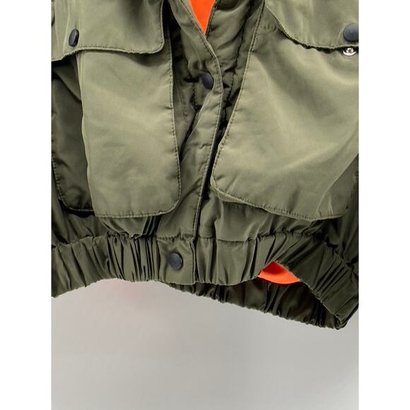 LABIJOU Women's Olive Green Snap-Button Cropped Puffer Jacket SZ M - Picture 5 of 10